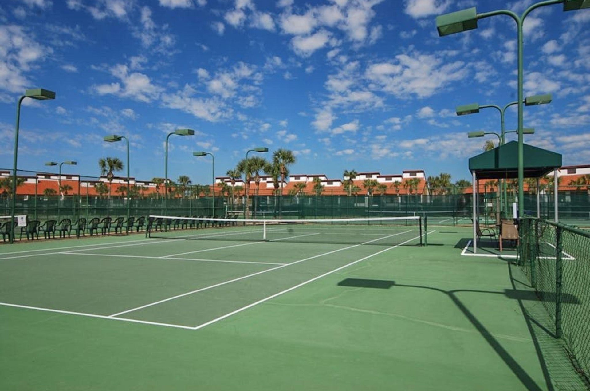The outdoor tennis courts at Edgewater Beach and Golf Resort in Panama City Beach Florida