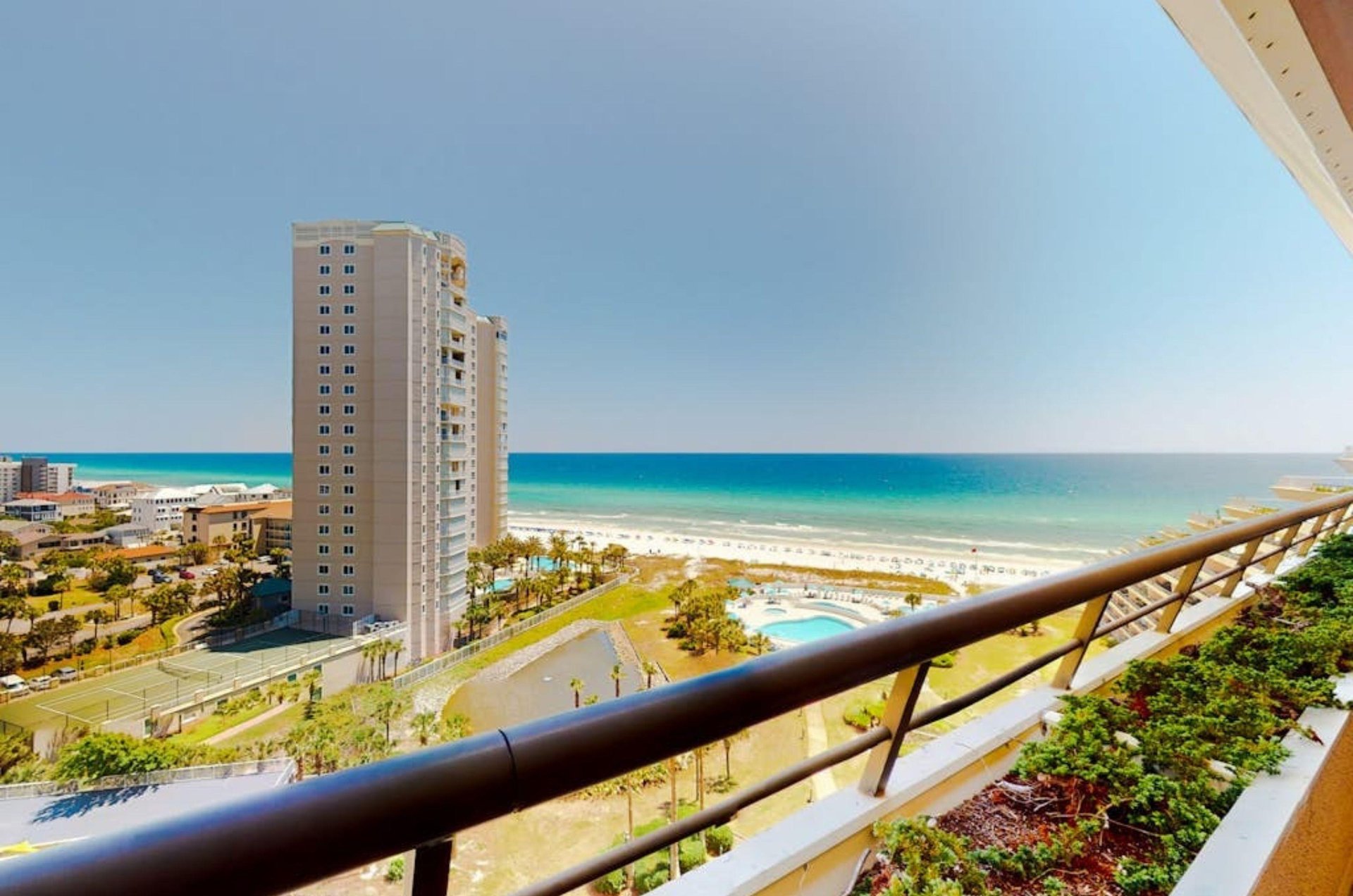 A private balcony overlooking the Gulf at Edgewater Beach and Golf Resort in Panama City Beach Florida