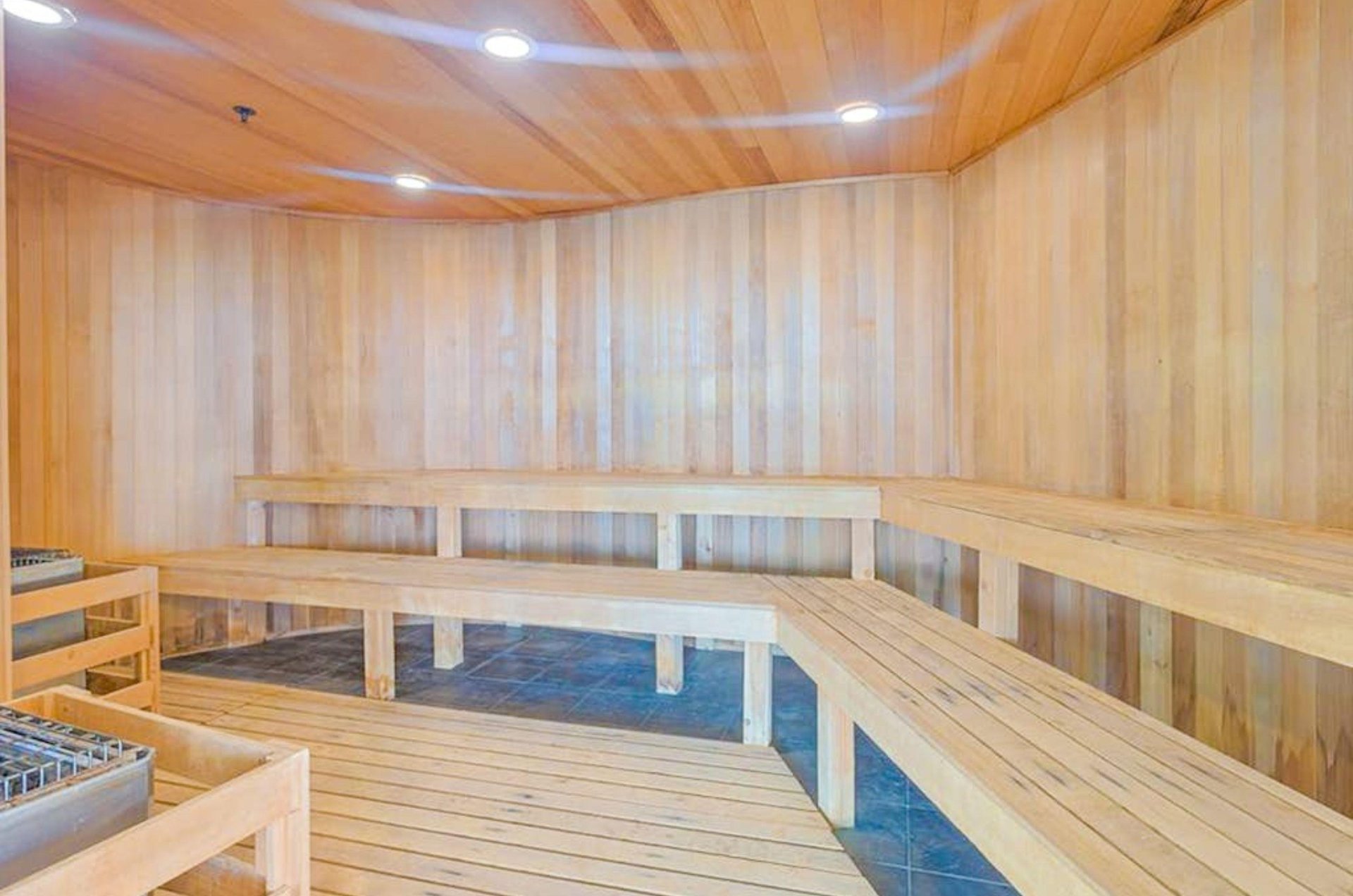 The interior of the sauna at Turquoise Place in Orange Beach Alabama