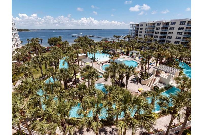 Beautiful grounds and lazy river at Destin West Beach  Bay Resort  in Fort Walton Florida
