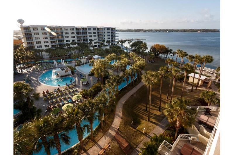 Lazy river and Gulf view at Destin West Beach  Bay Resort  in Fort Walton Florida