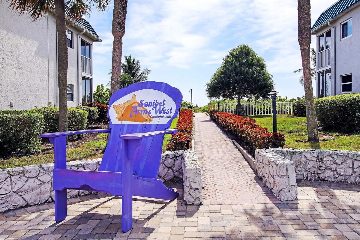 Enjoy easy access to a private beach at Sanibel Arms West Condominiums