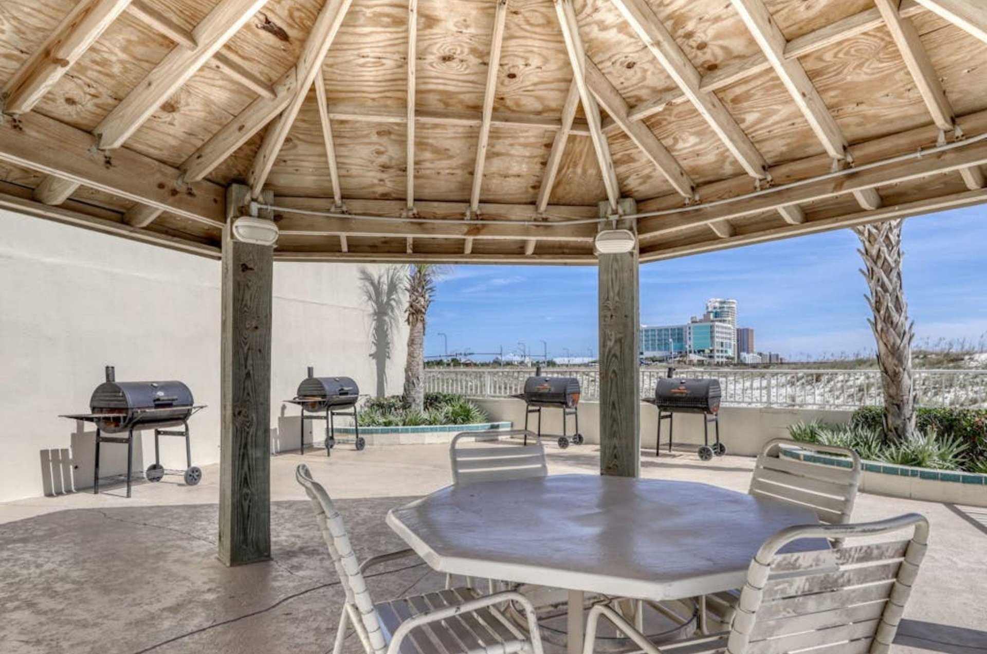 The outdoor grills and gazebo at Summerchase Condominiums in Orange Beach Alabama