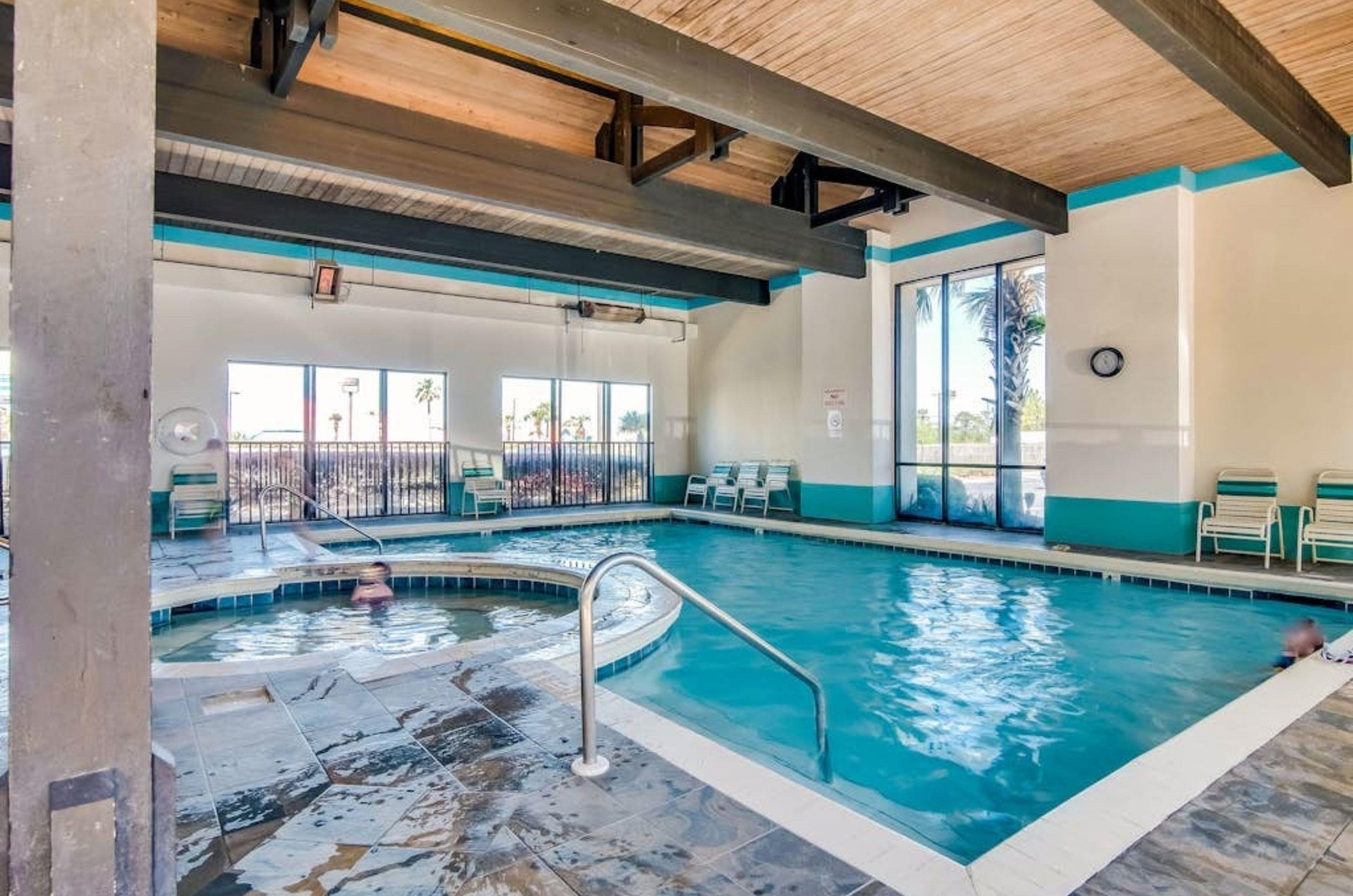 The indoor pool and hot tub at Shoalwater Condominiums in Orange Beach Alabama