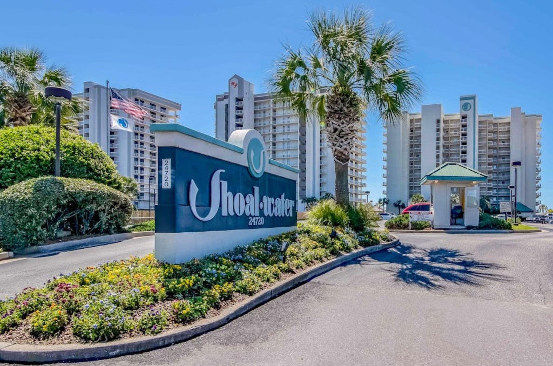 View from the street of Shoalwater Condominiums in Orange Beach Alabama