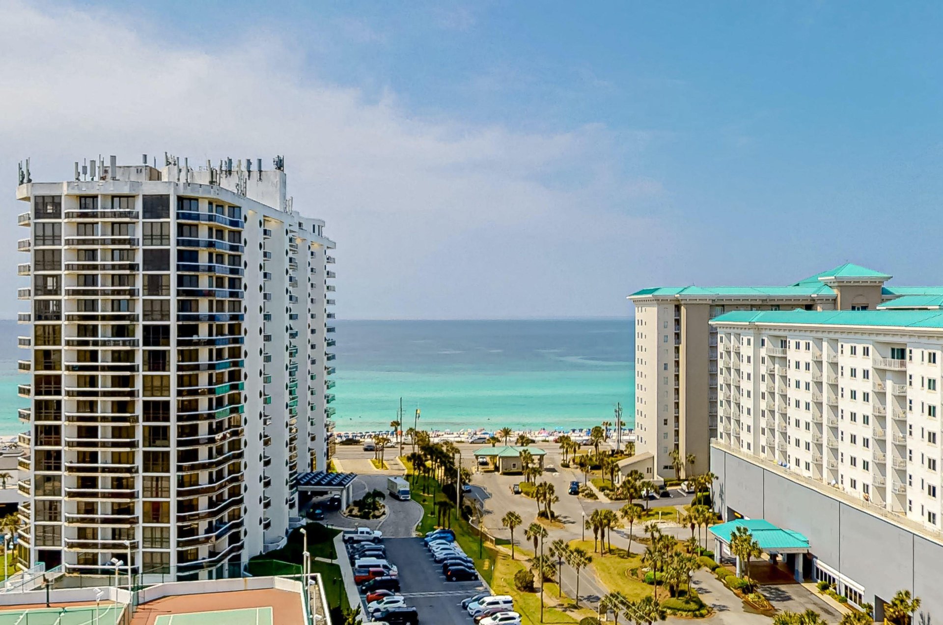 Many of the highrises balconies offer sweeping views of the Gulf.