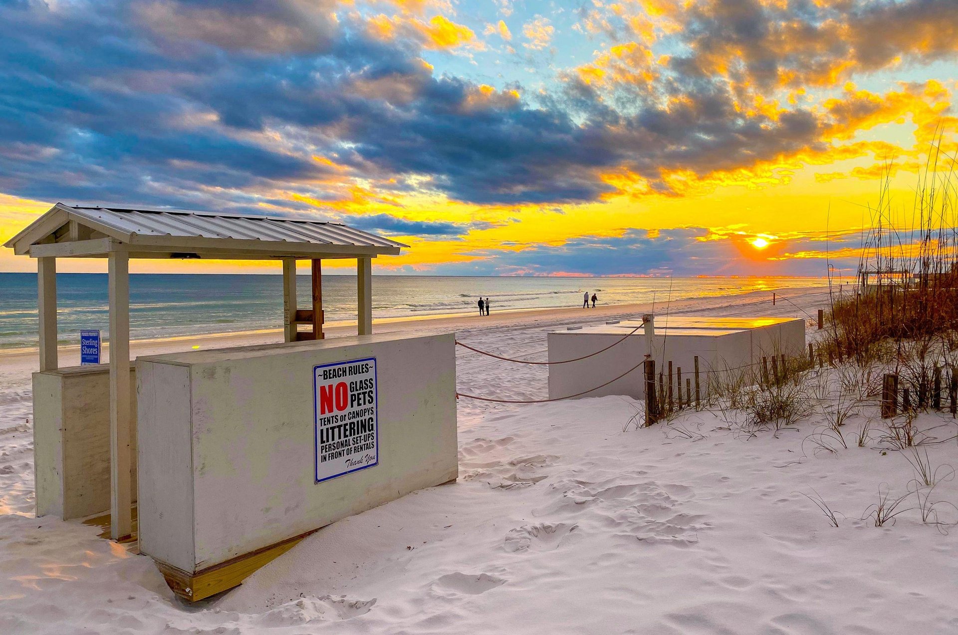 A beautiful sunset over the beach adjacent to the complex.