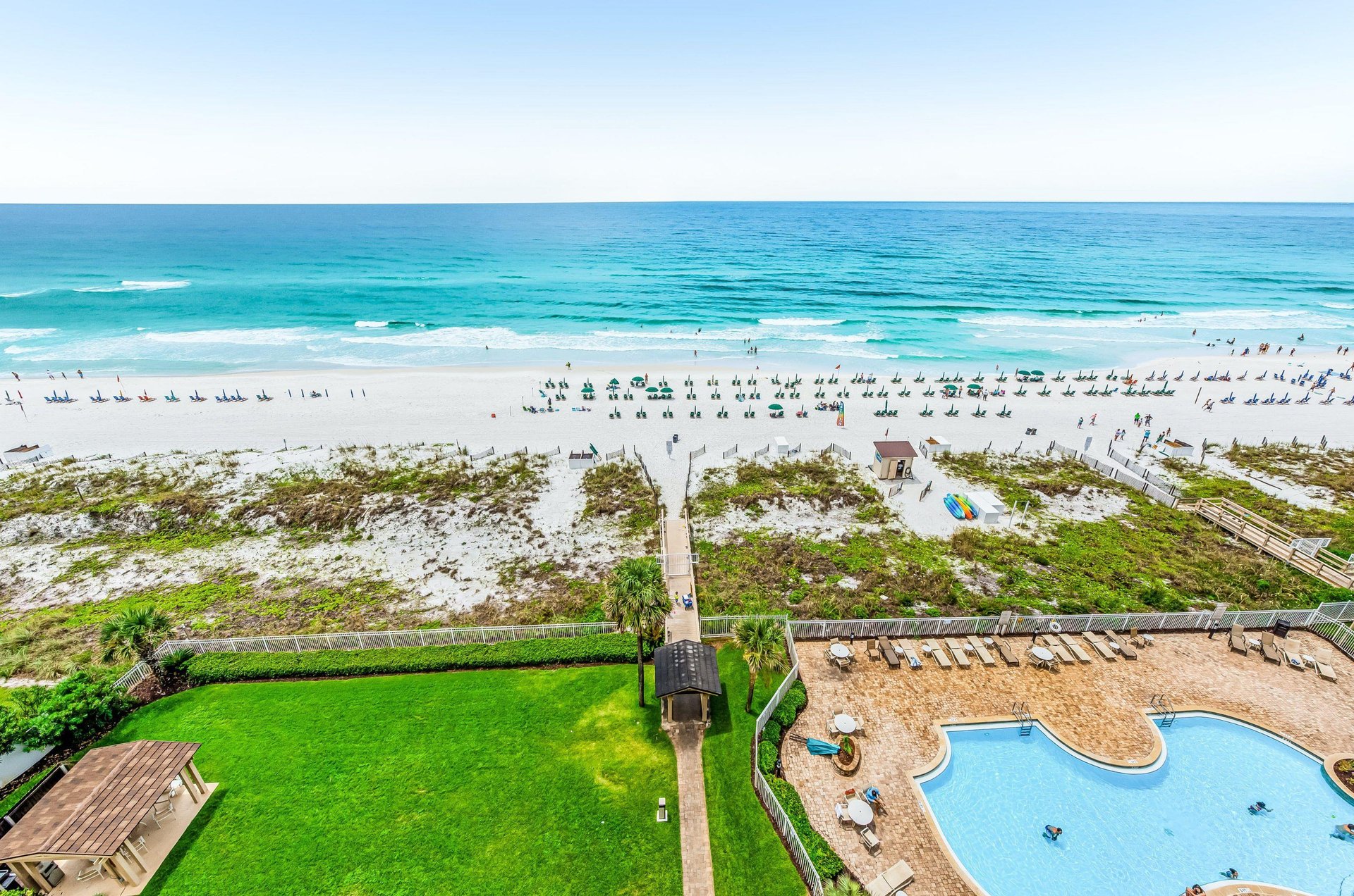 Aerial view of the pool and coastline