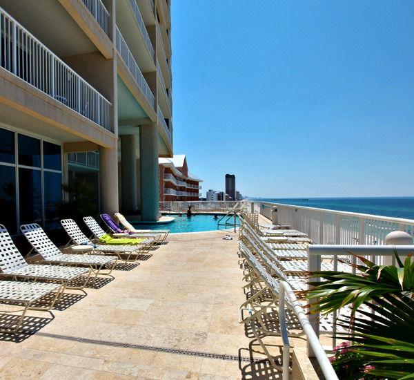Large pool deck at Palazzo Resort Condominiums in Panama City Beach Florida