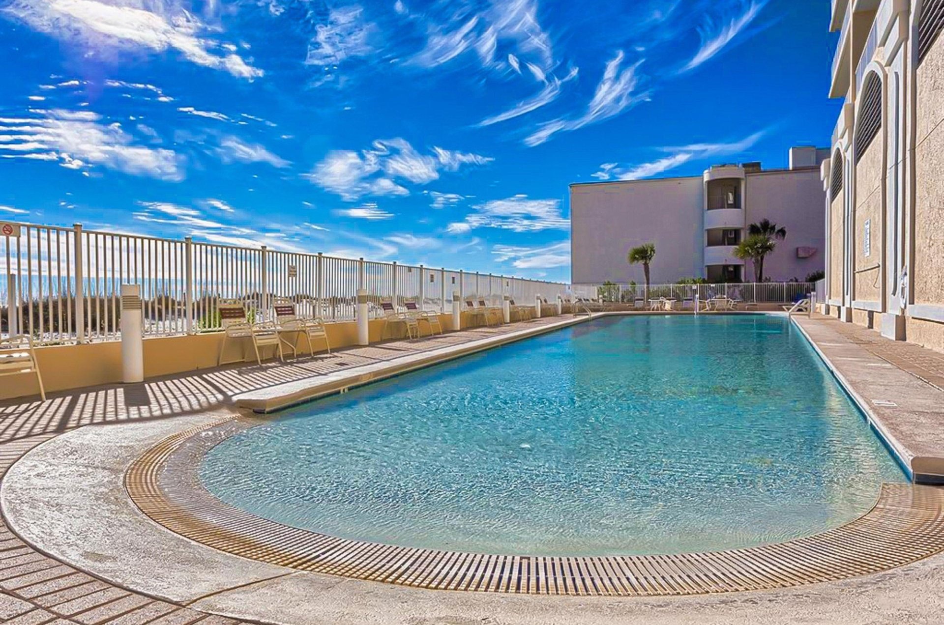 The beachfront swimming pool at San Carlos Gulf Shores