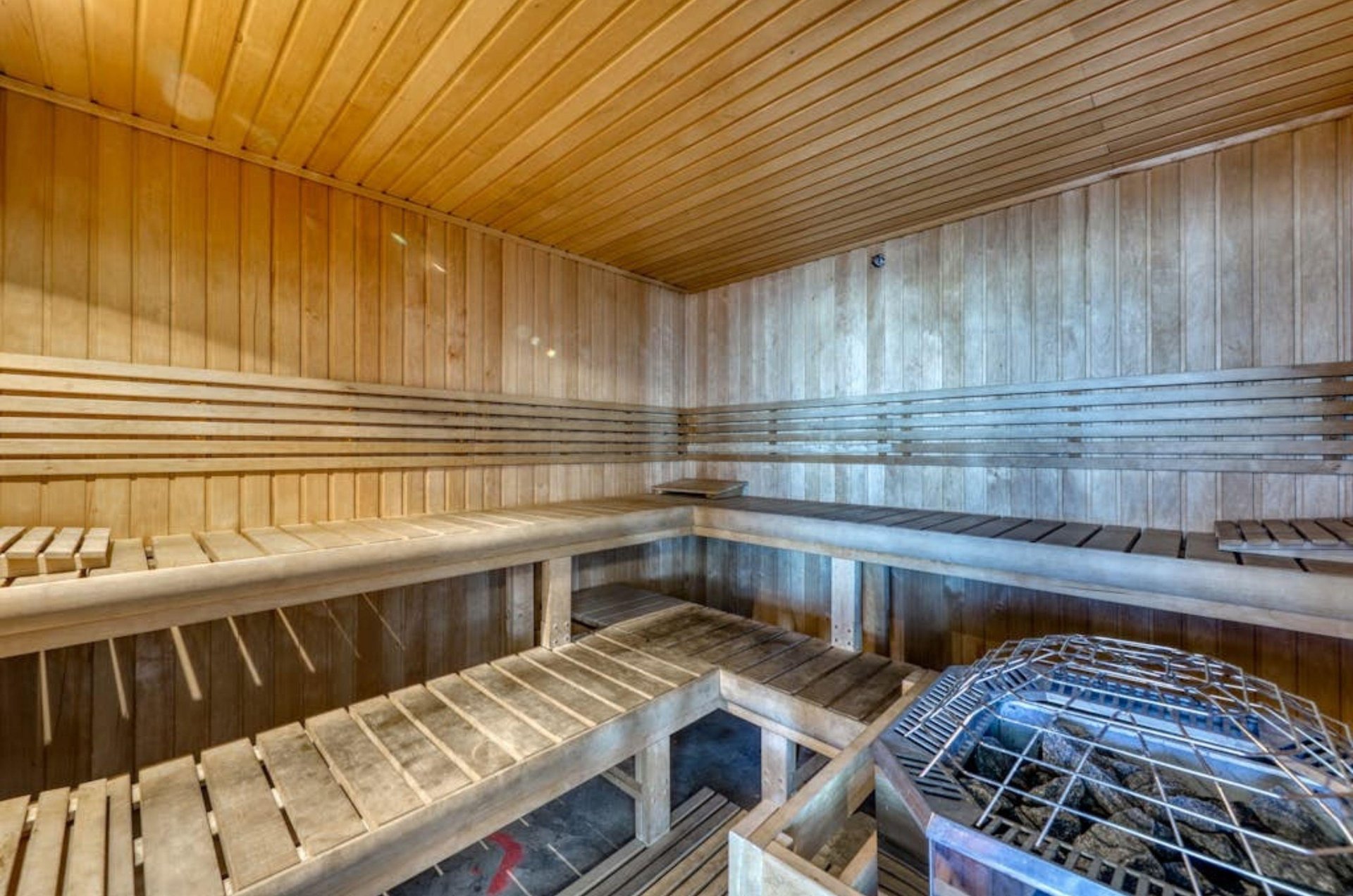The interior of the sauna at San Carlos in Gulf Shores, Alabama