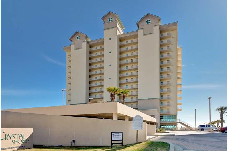 Exterior view from the street at Crystal Shores Gulf Shores