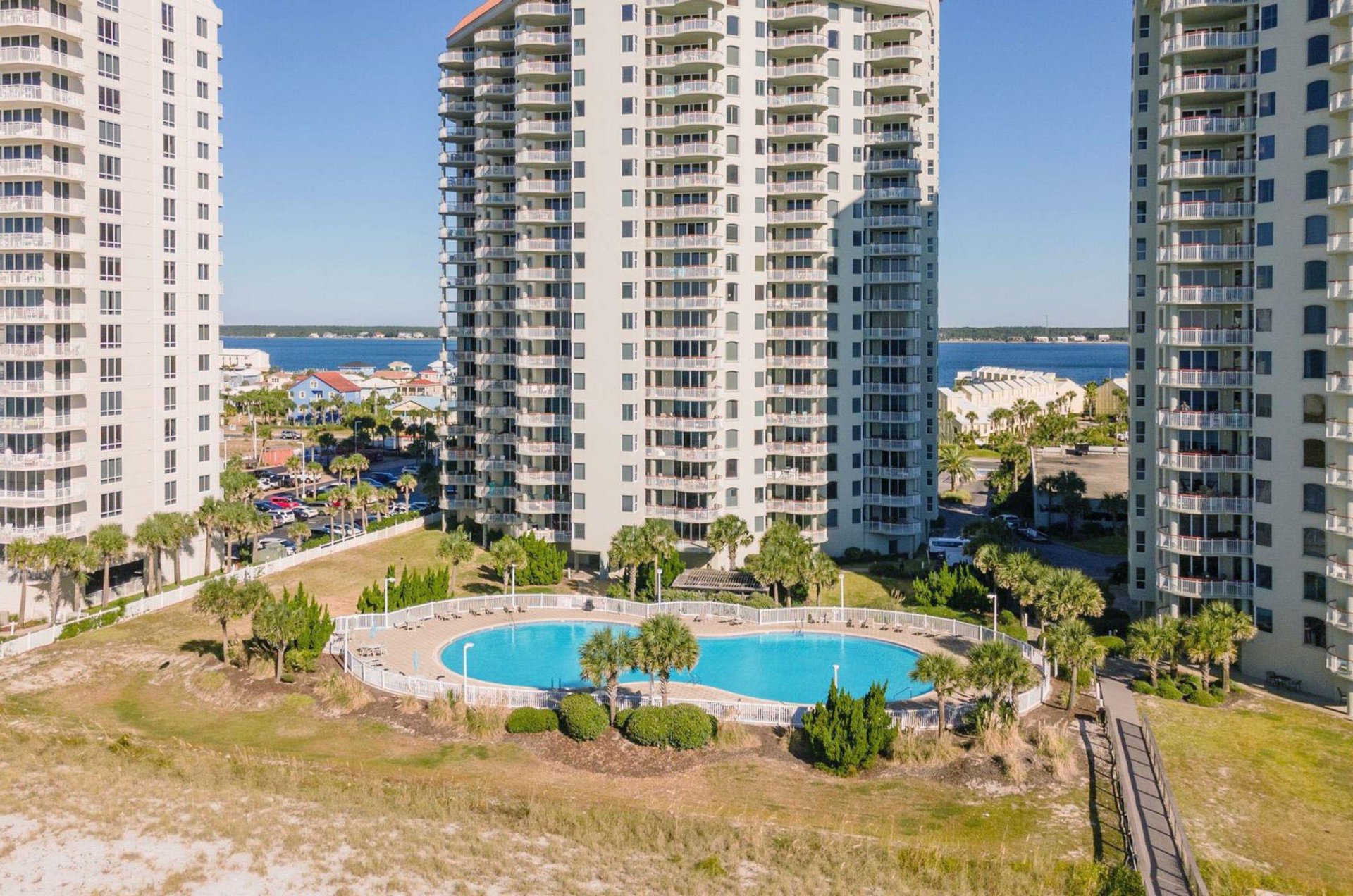 The largest resort swimming pool on Navarre Beach at Beach Colony Resort