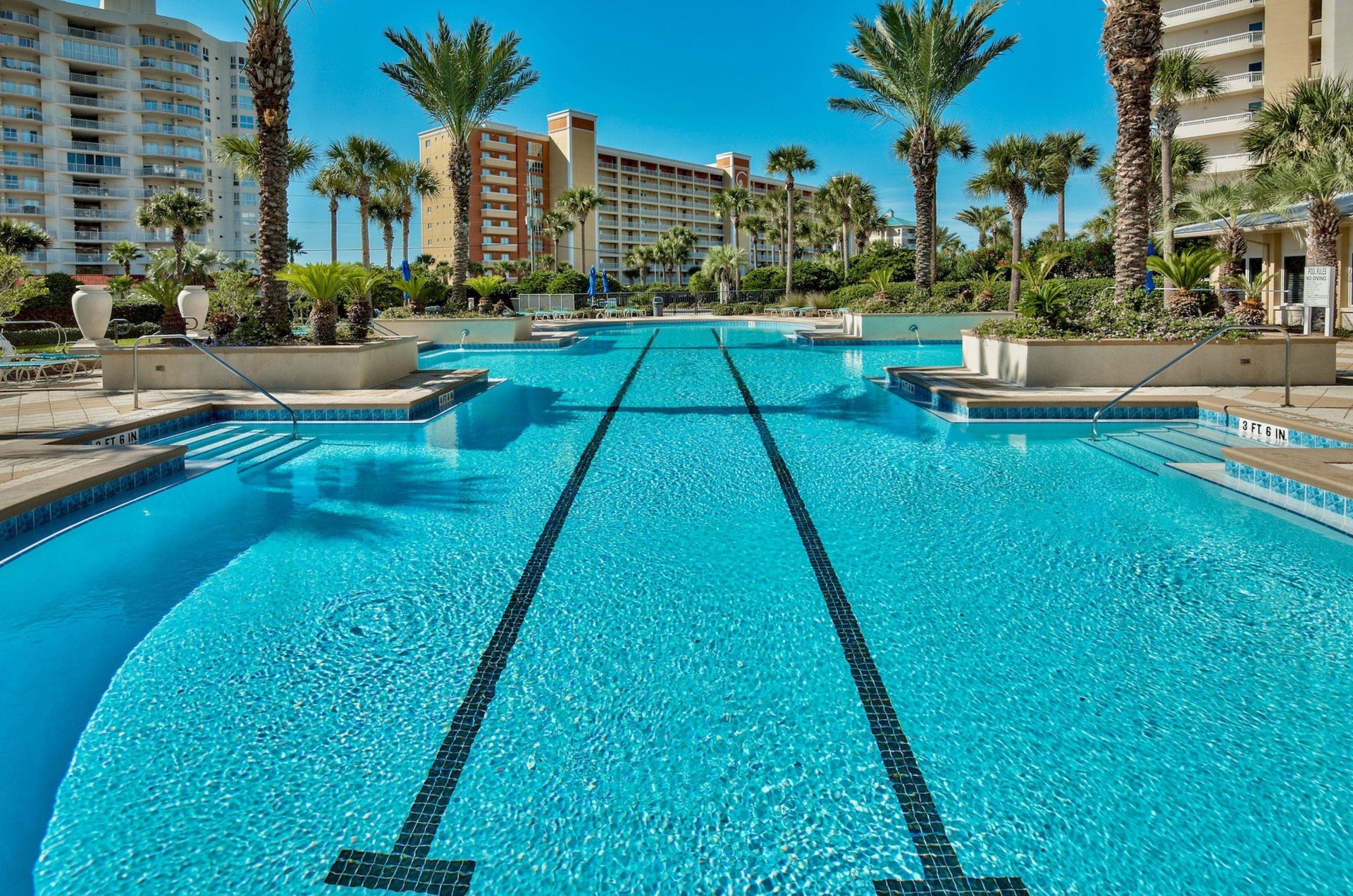 Take a swim in the spacious outdoor pool at Harbor Landing.