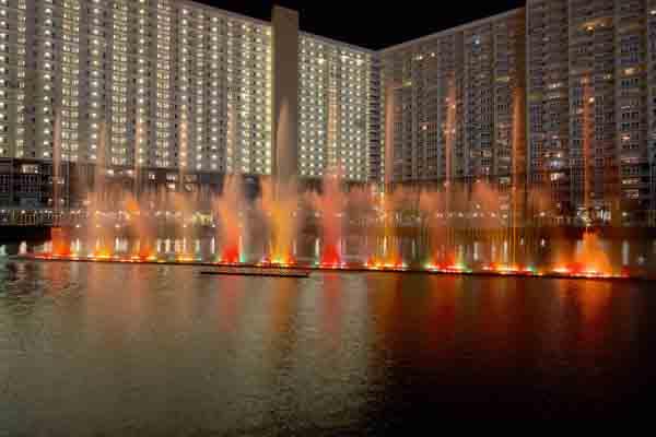 Night view of Laketown Wharf  in Panama City Beach Florida