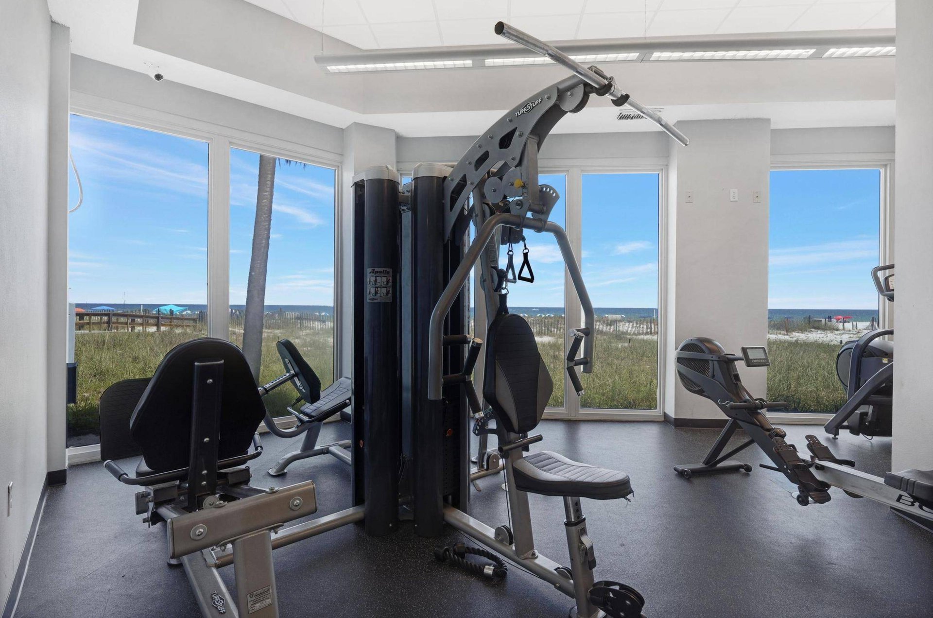 Strength equipment in the onsite fitness center