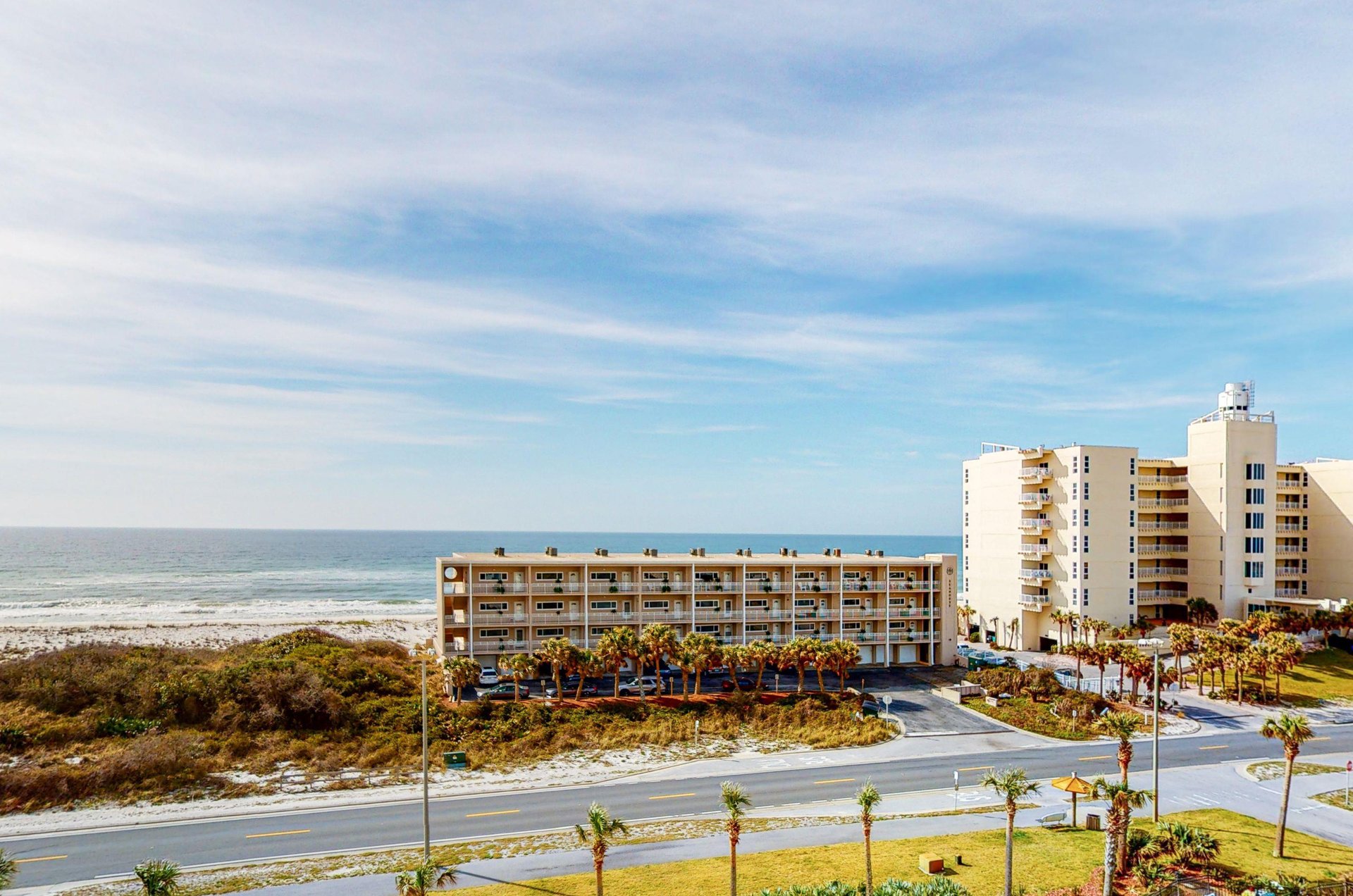 Gulf views from a balcony at Emerald Dolphin