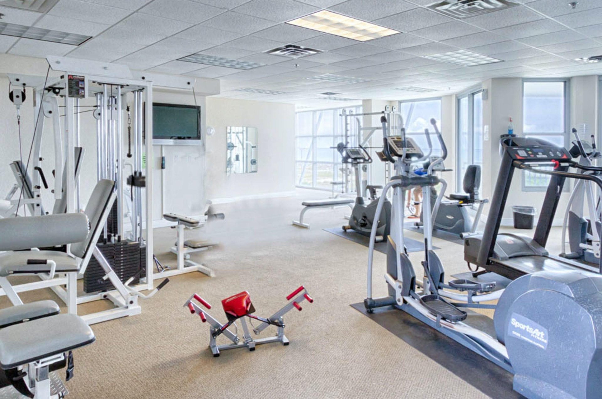 Get a vacation workout in at the Emerald Dolphin fitness center