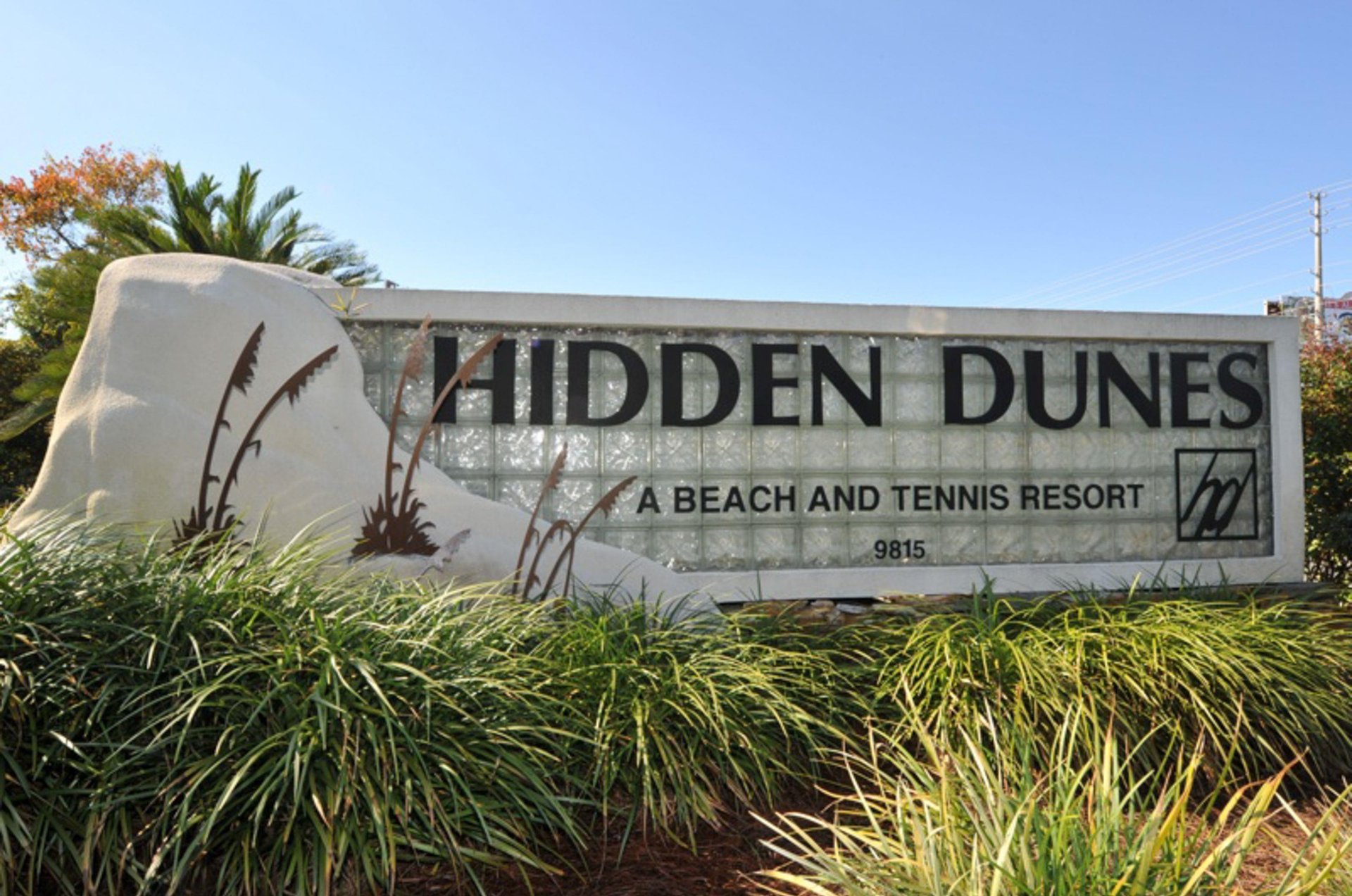 The front entrance sign.