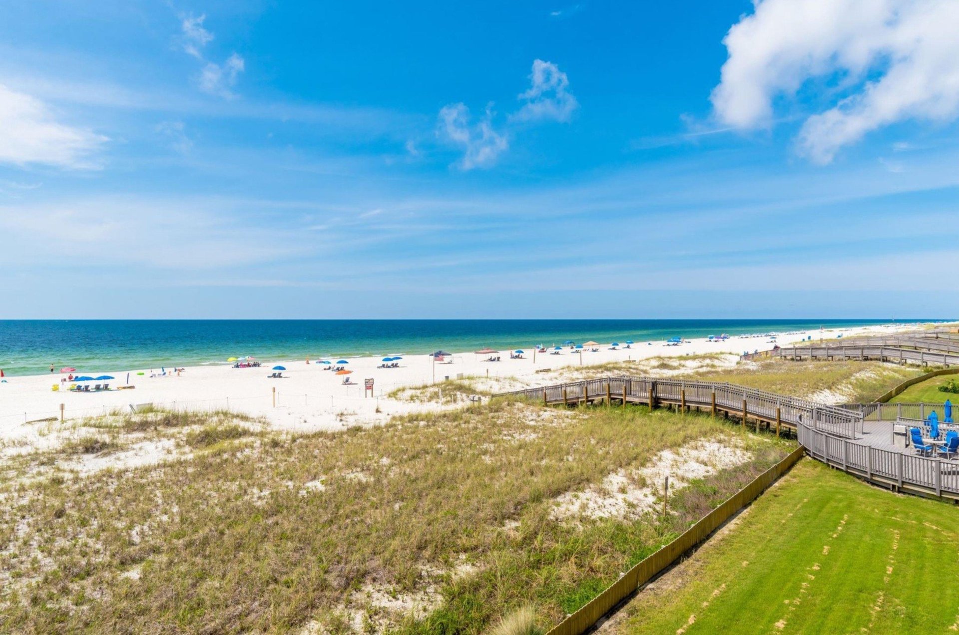 View from a balcony of the private beach in front of Perdido Towers