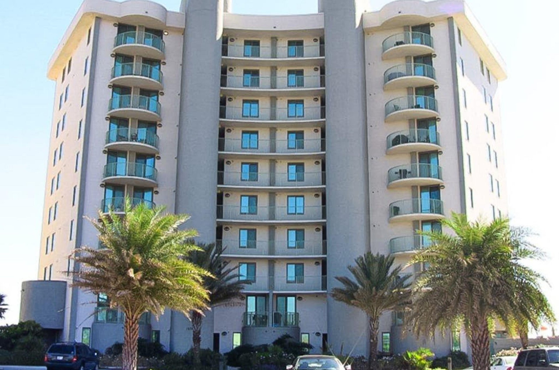 The streetside exterior of Perdido Towers in Perdido Key Florida