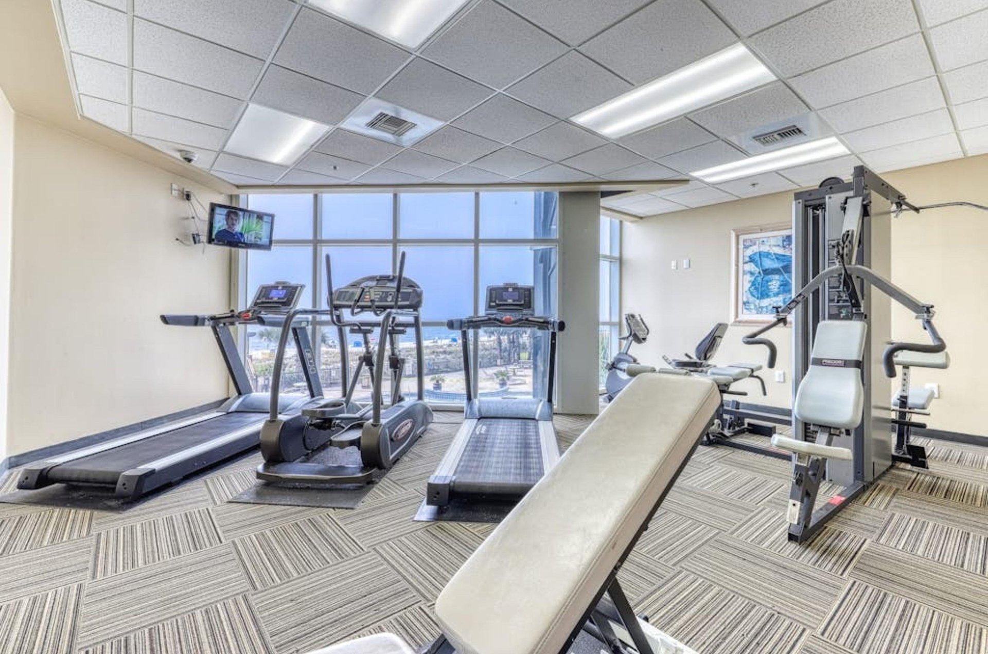 Cardio and strength equipment in the onsite fitness center