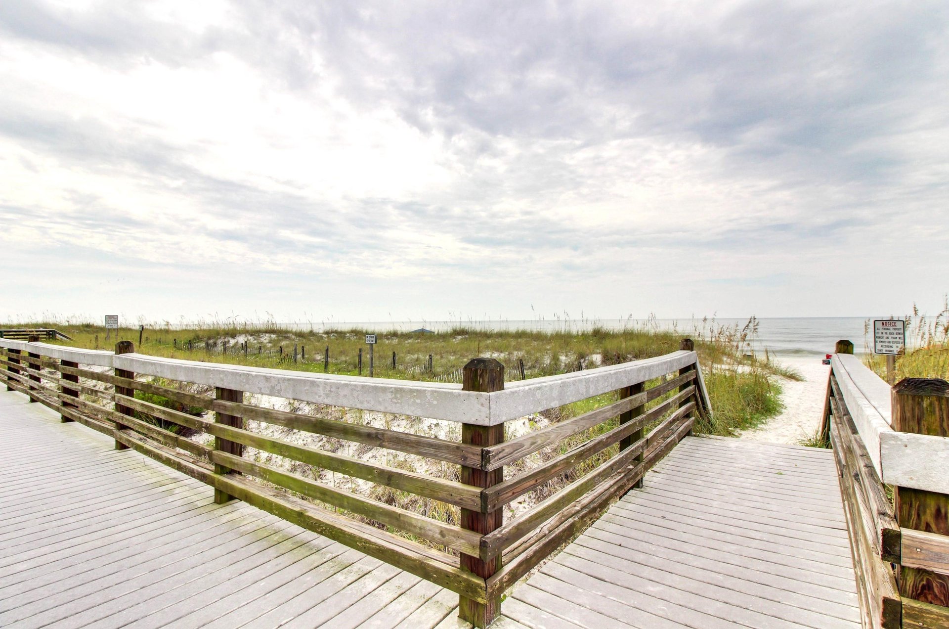 A boardwalk provides easy access to the beach.