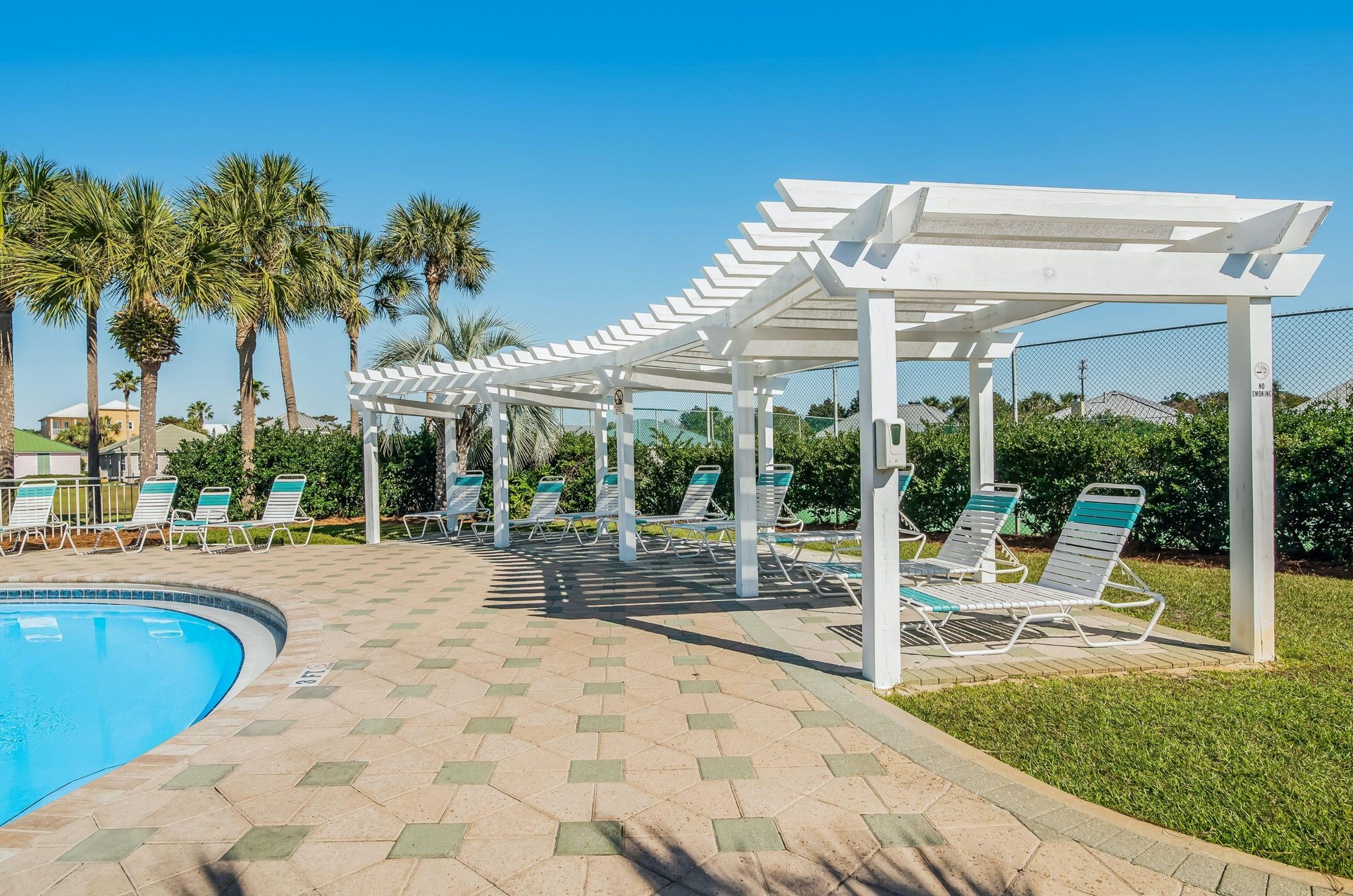 Some of the loungers are shaded