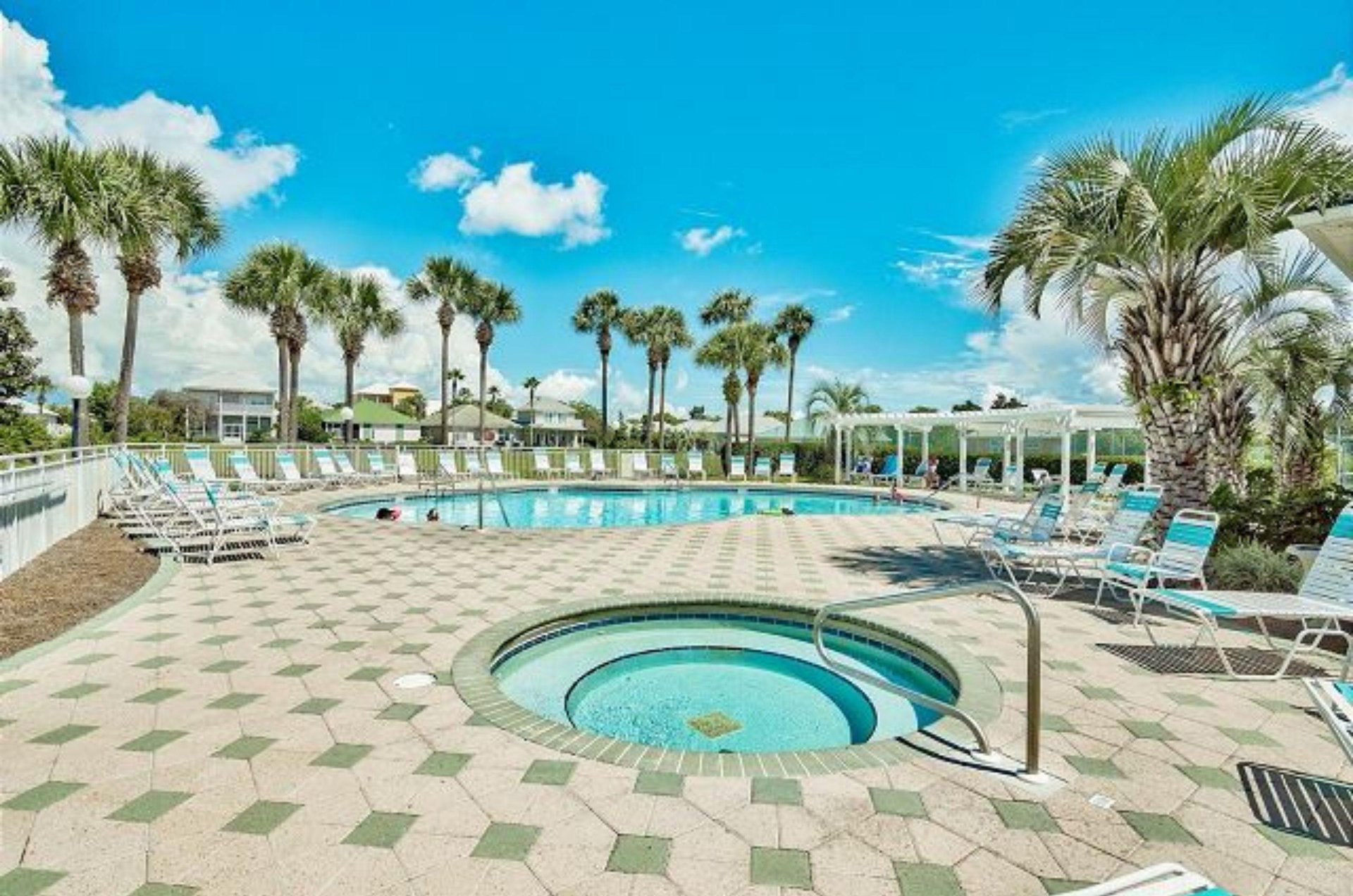 The community pool and hot tub