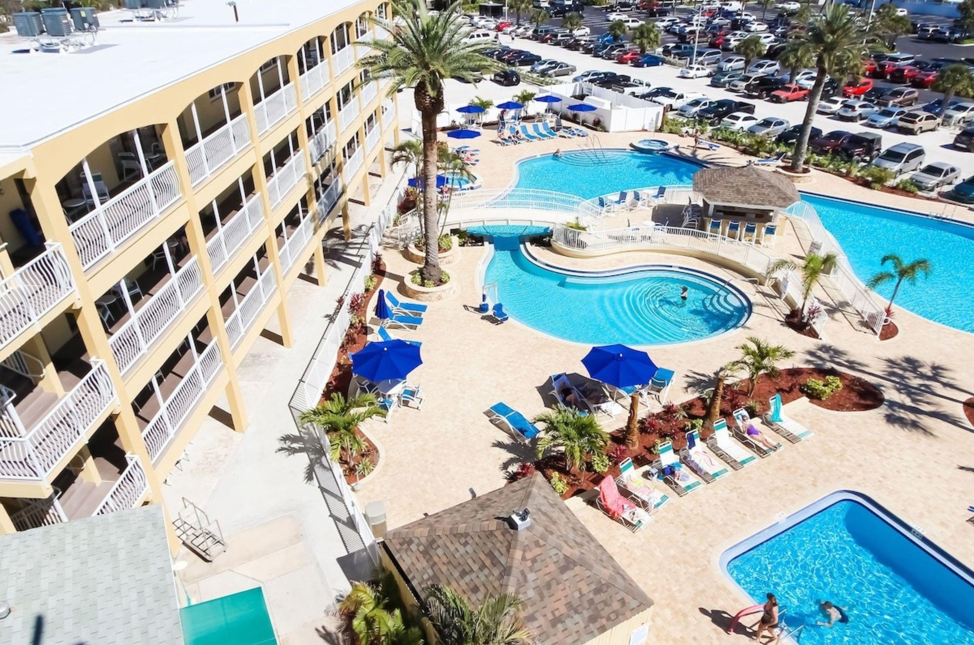 Kick start a relaxing vacation with three onsite hot tubs and ample poolside seating