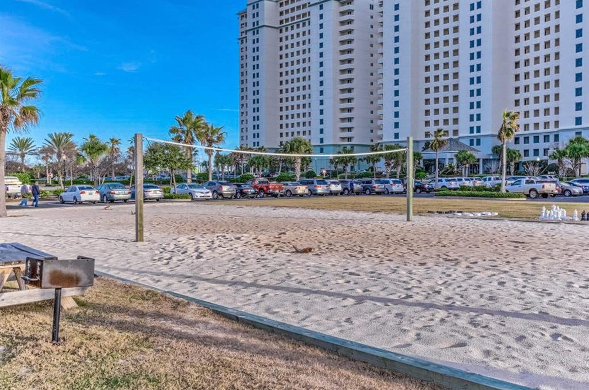 Beach volleyball court in front of Beach Club Resort in Gulf Shores Alabama