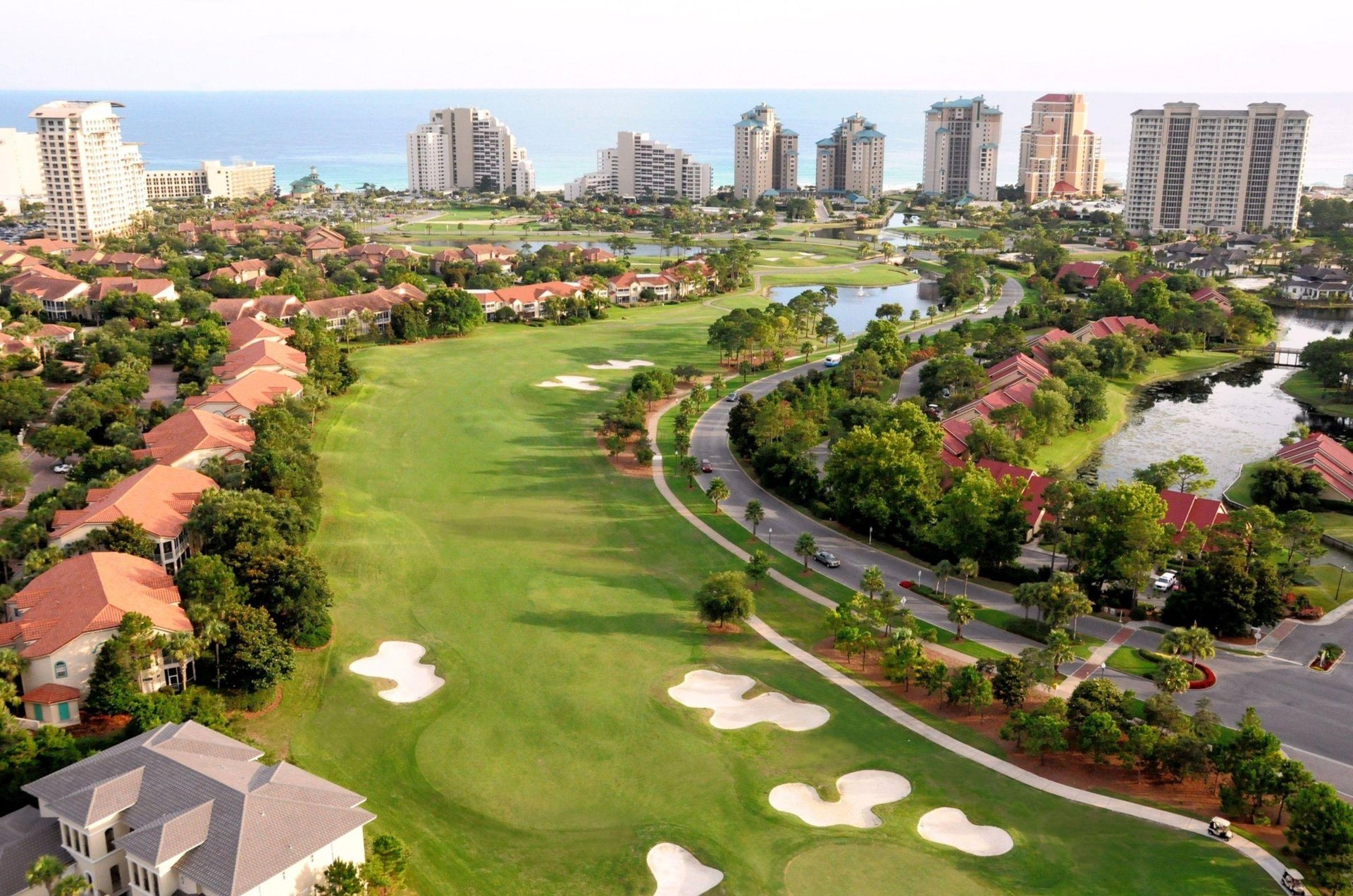 Aerial view of the golf course at the Sandestin Resort