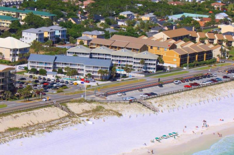 The community is just across a twolane road from the beach