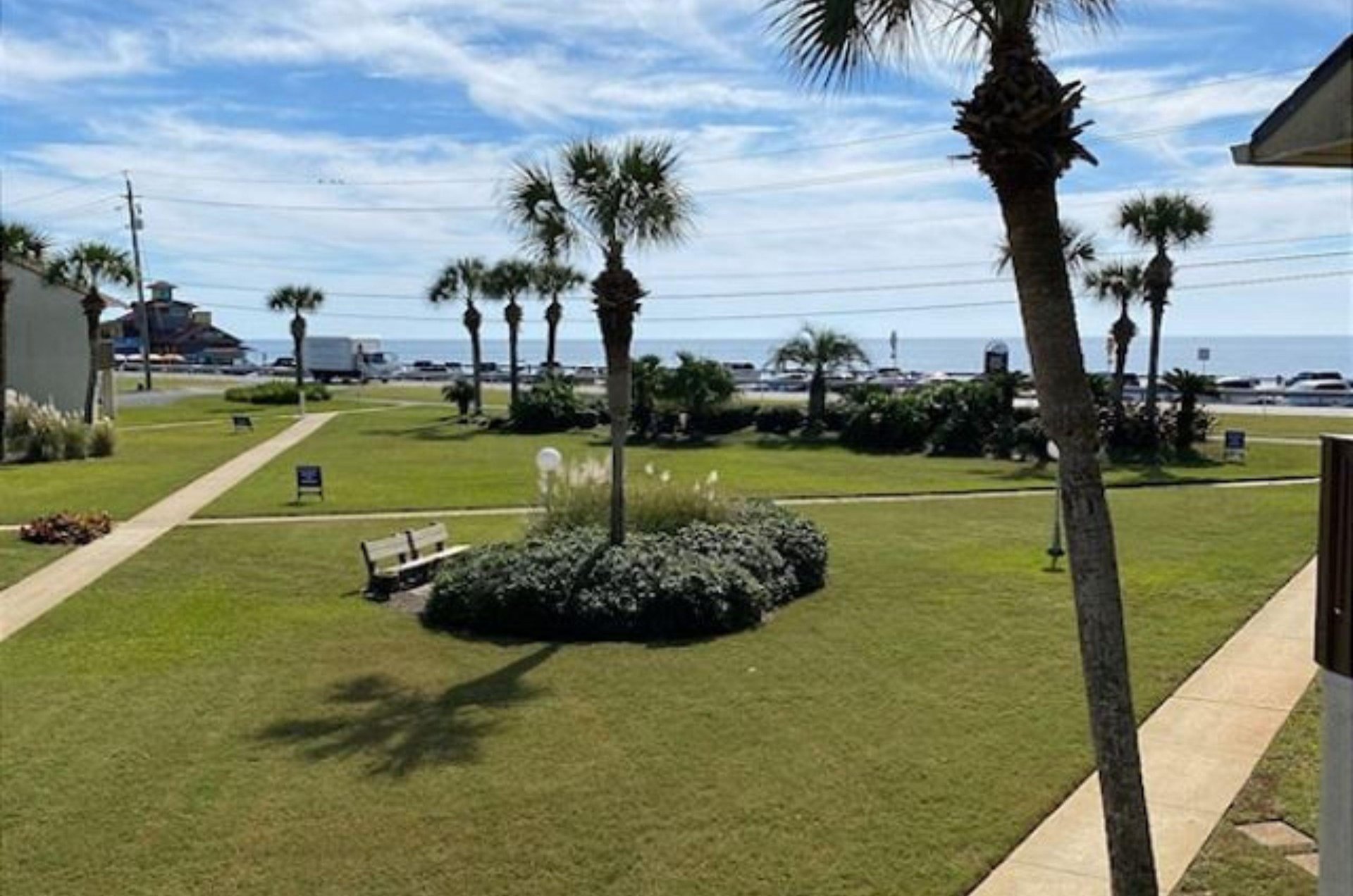 Sidewalks make navigating the property easy.