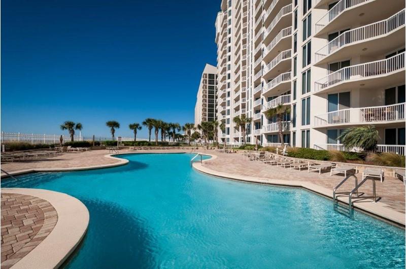 Huge pool area right on the beach at Silver Beach Towers in Destin FL