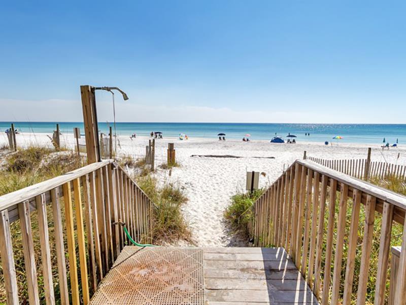 Take the easy crosswalk to the surf and sand from Eastern Shores Condominiums in Highway 30A Florida