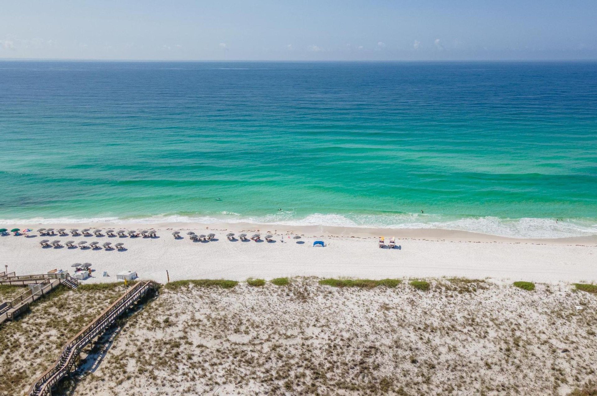 The stunning white, sandy beaches in Navarre Beach, Florida