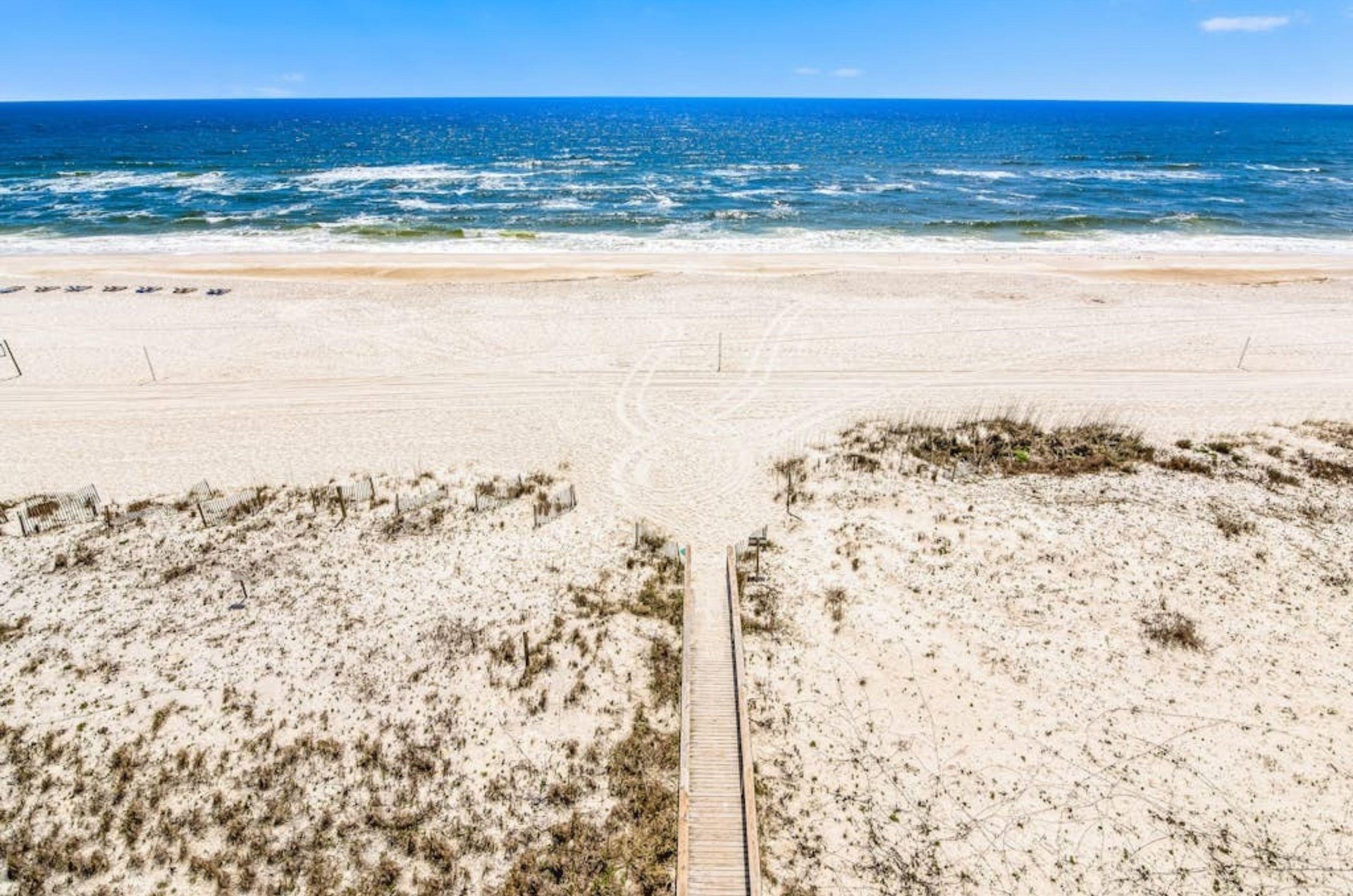 Aerial view of the Gulf of Mexico from a private balcony at Island Sunrise