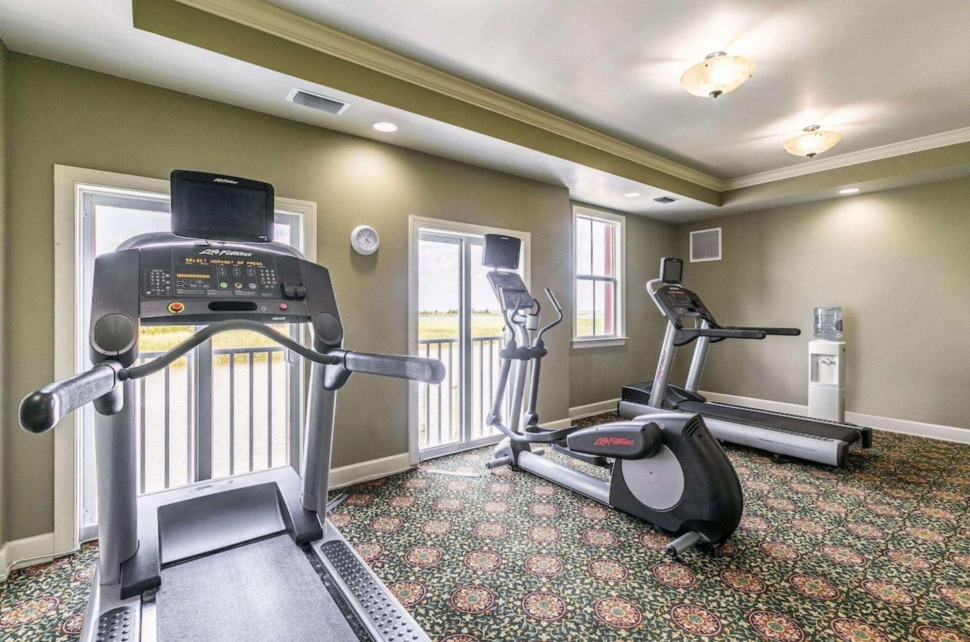 The onsite fitness center with treadmills and elipticals
