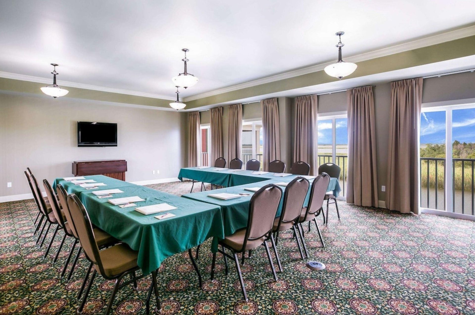The wellequipped meeting room at Water Street Hotel  Marina in Apalachicola Florida