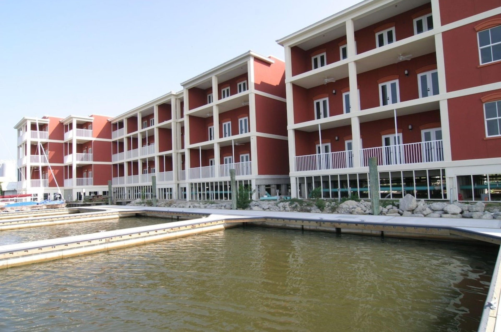 The boat slips in front of Water Street Hotel in Apalachicola Florida
