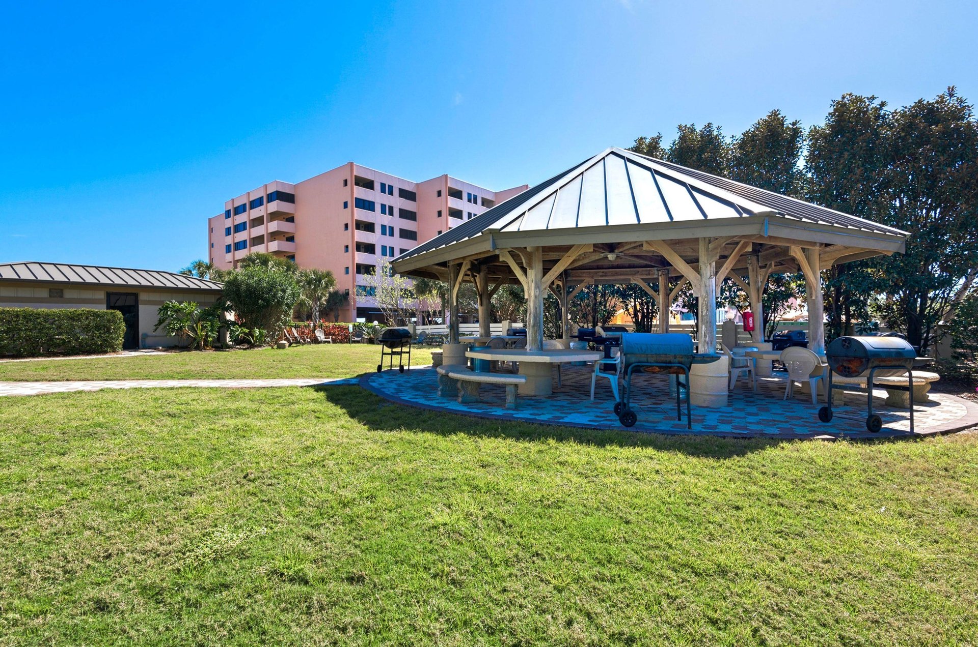Community grill and picnic gazebo