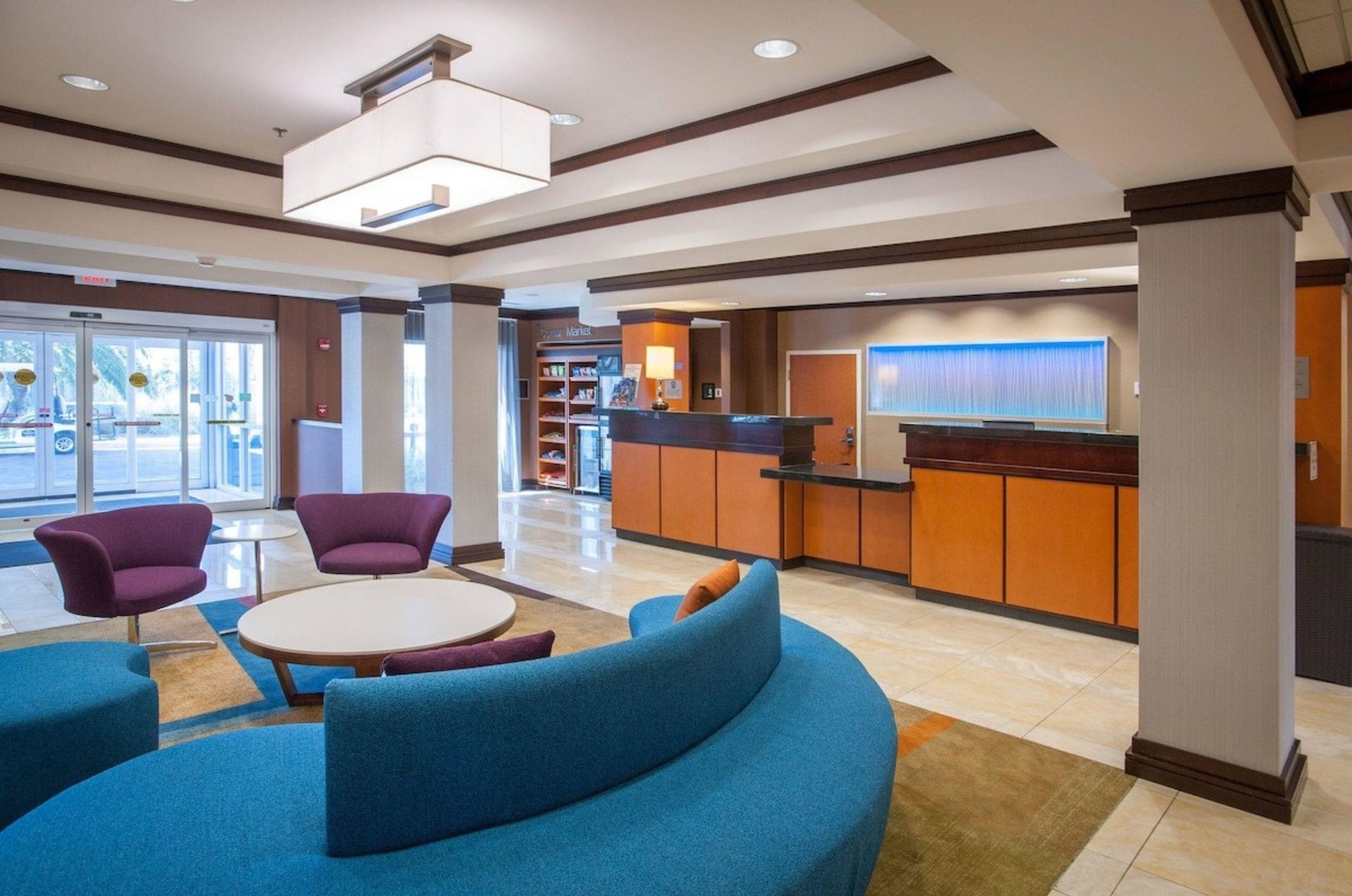 The lobby and welcome desk at Fairfield Inn and Suites by Marriott in Orange Beach Alabama