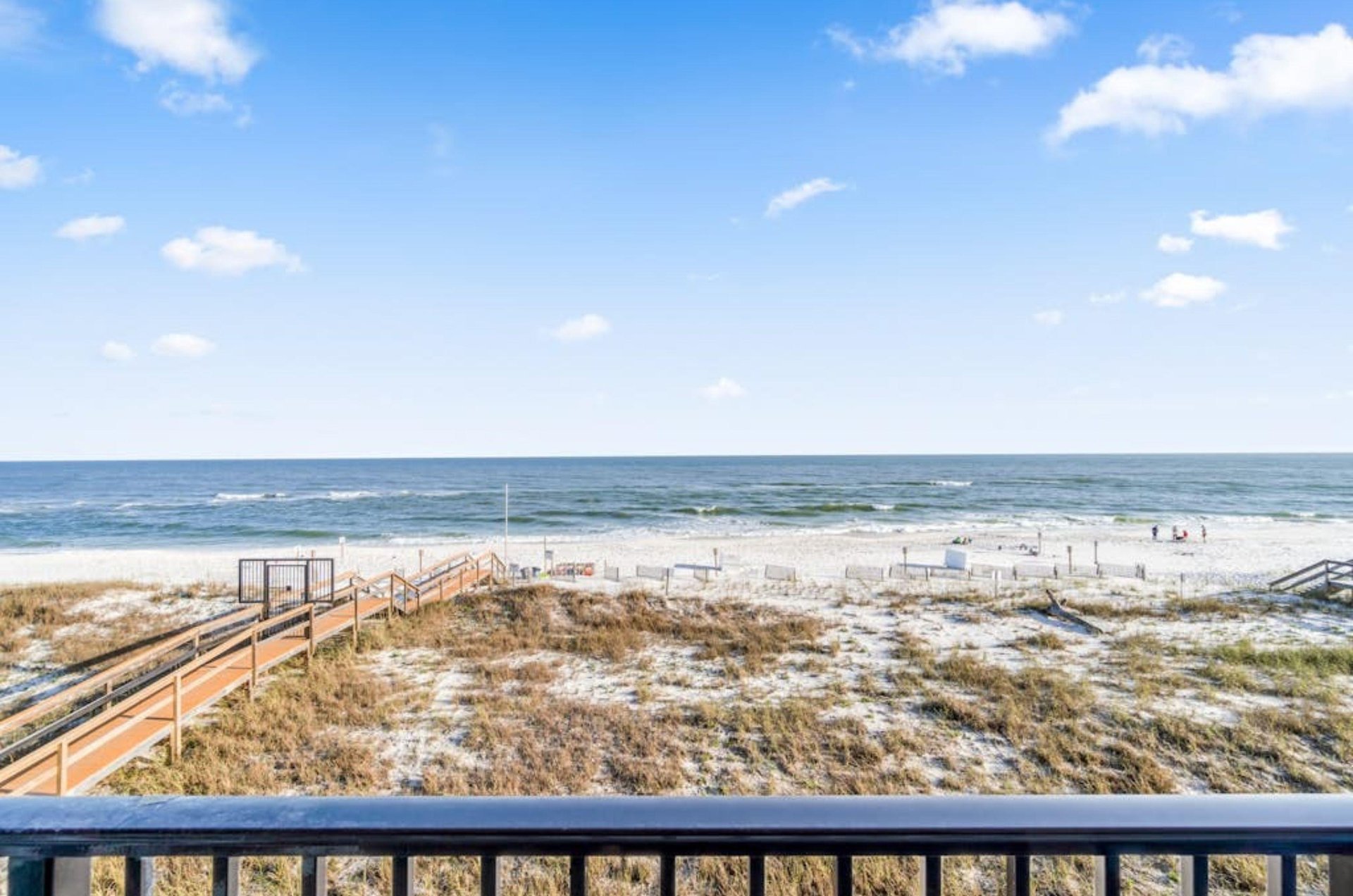 View of the Gulf of Mexico from a private balcony at Ocean Breeze West in Perdido Key Florida