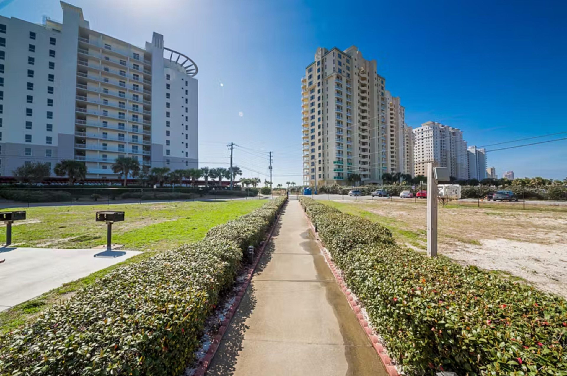The boardwalk at Grand Caribbean East and West makes the beach easily accessible