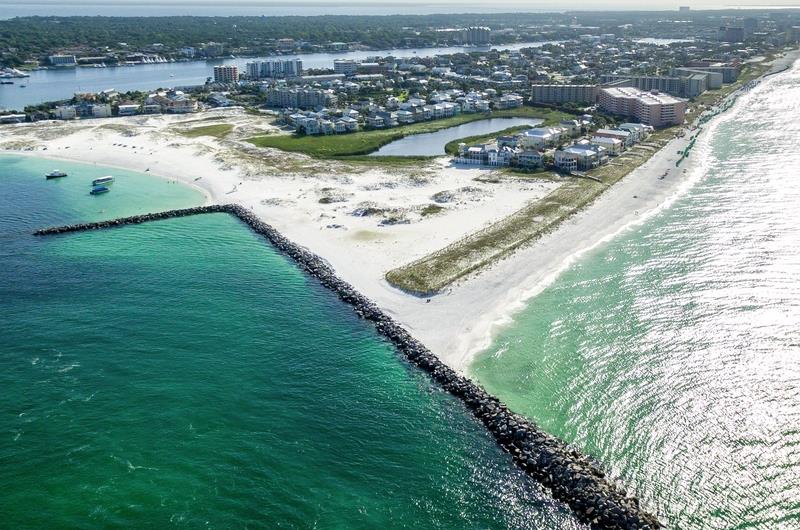 The jetties border part of Holiday Isle where Destin Pointe is located.