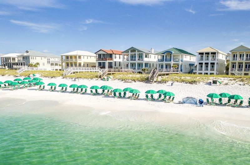 Beach chairs and umbrellas provide great places to relax along the coast.