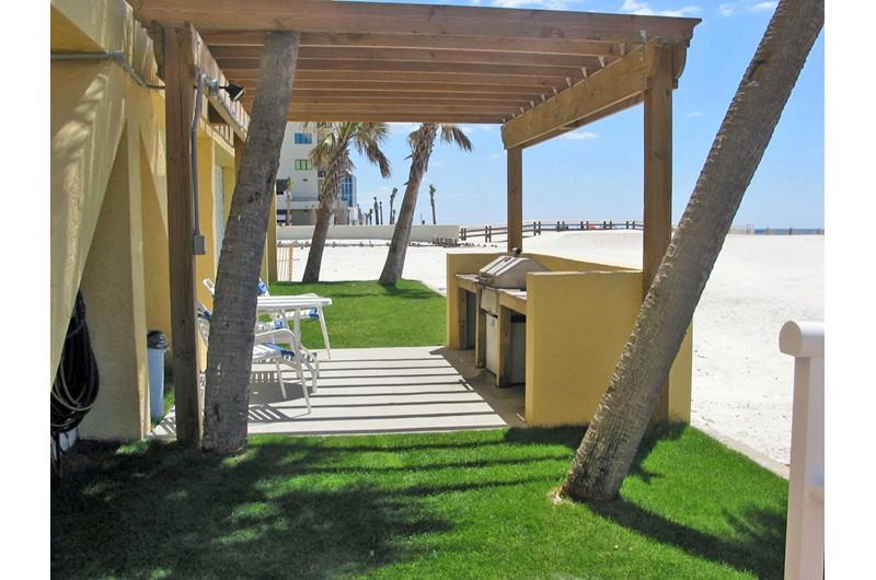 Outdoor grilling area at Driftwood Towers Gulf Shores