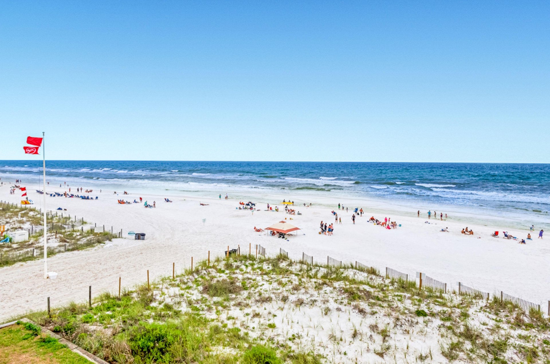 The condominium complex is beachfront.