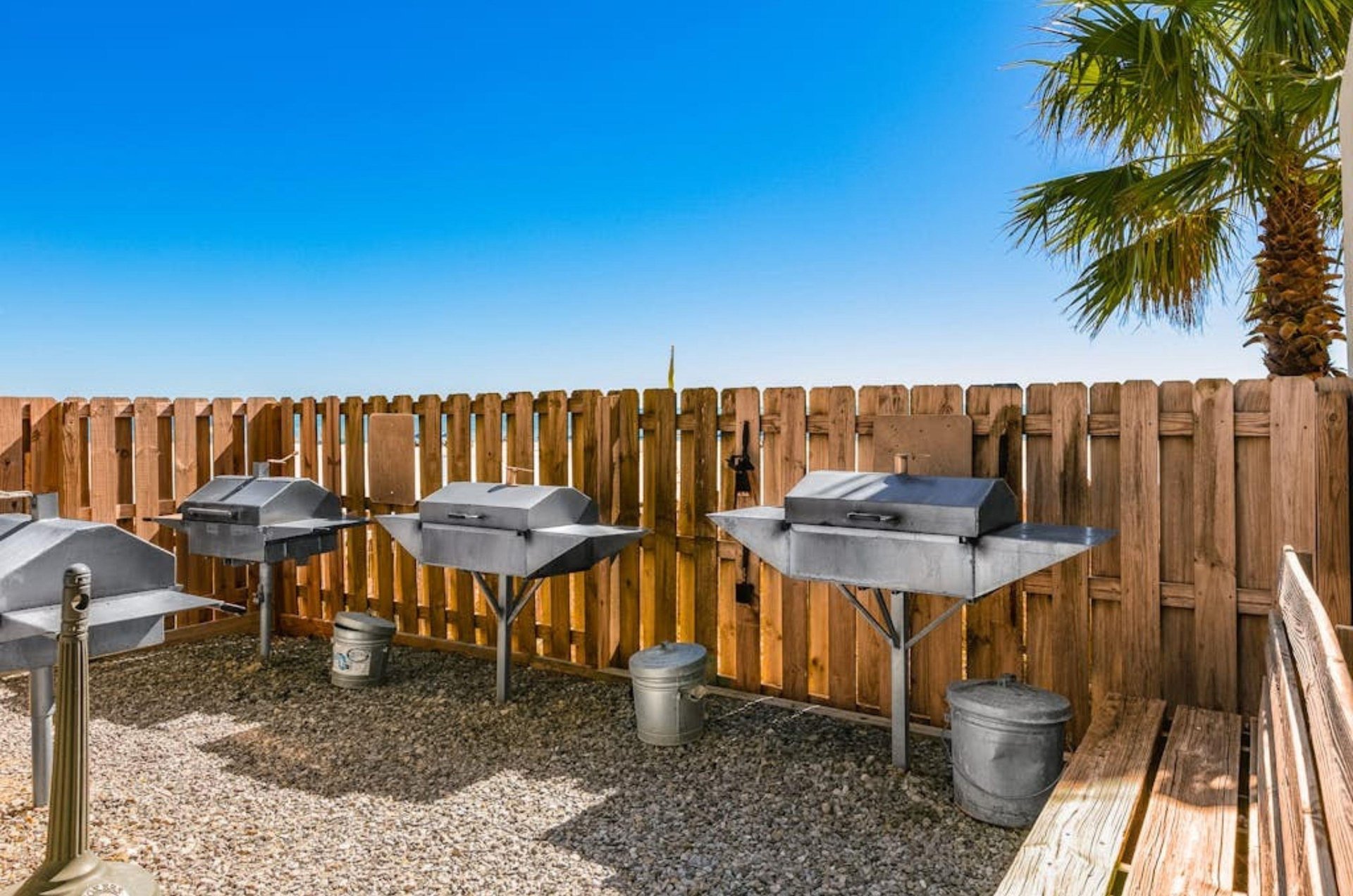 The outdoor barbecue grills at Admirals Quarters